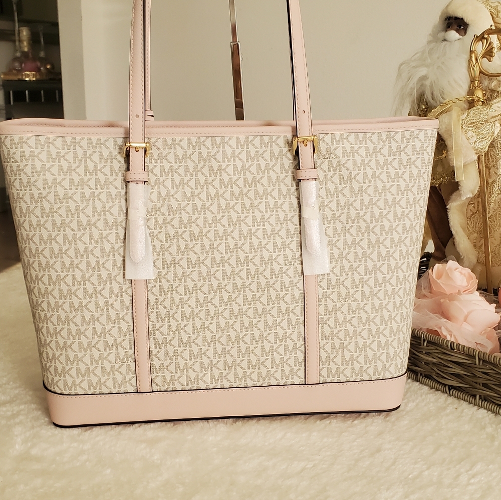 New 🎀 MICHAEL KORS Purse Set Tote LG Vanilla & pink - Picture 4 of 15
